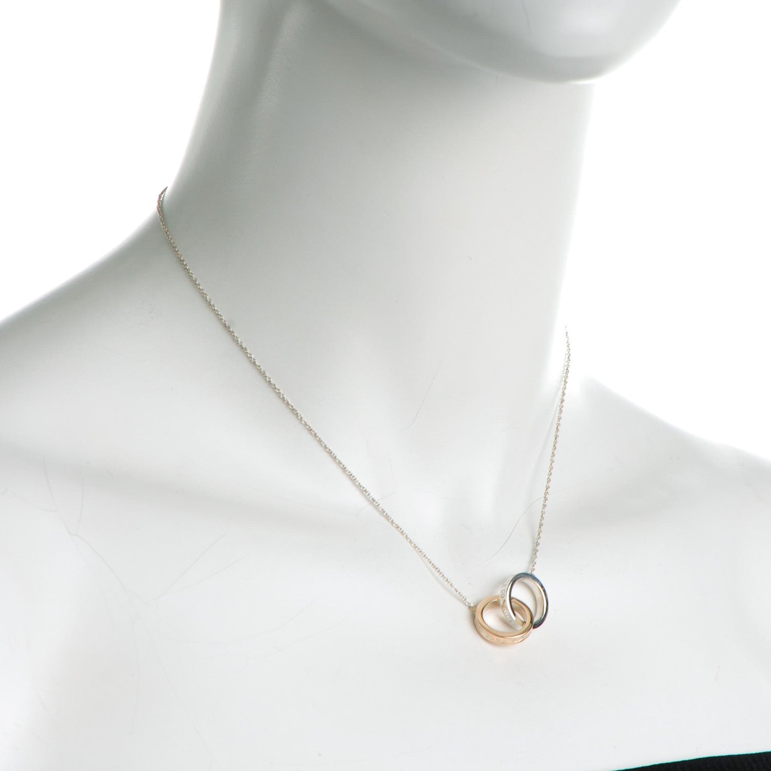 Tiffany Sterling Silver 18K Rose Gold 1837 Interlocking Circles Pendant Necklace 2 of 6