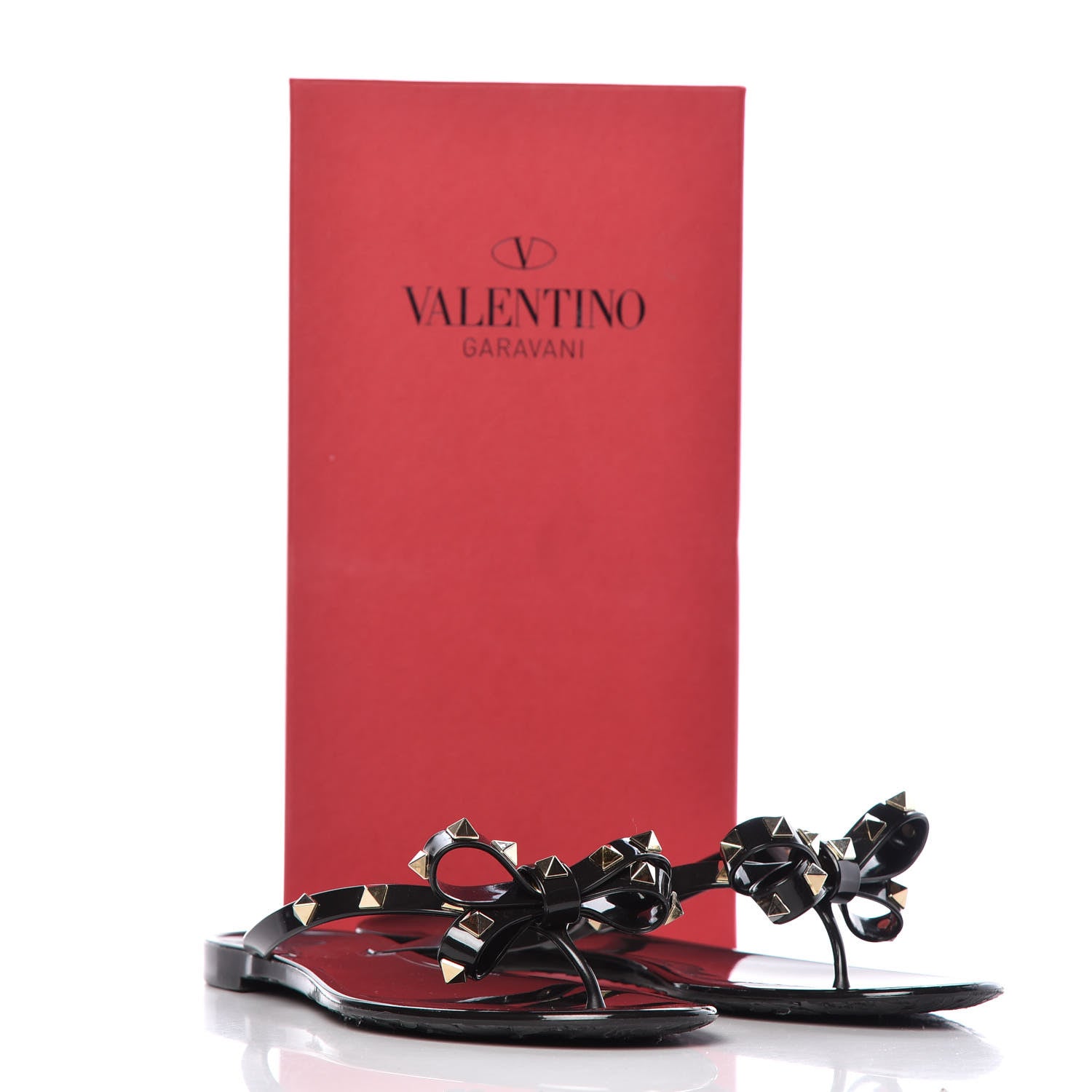 Valentino Garavani PVC Jelly Rockstud Bow Thong Sandals 40 Black 9 of 9