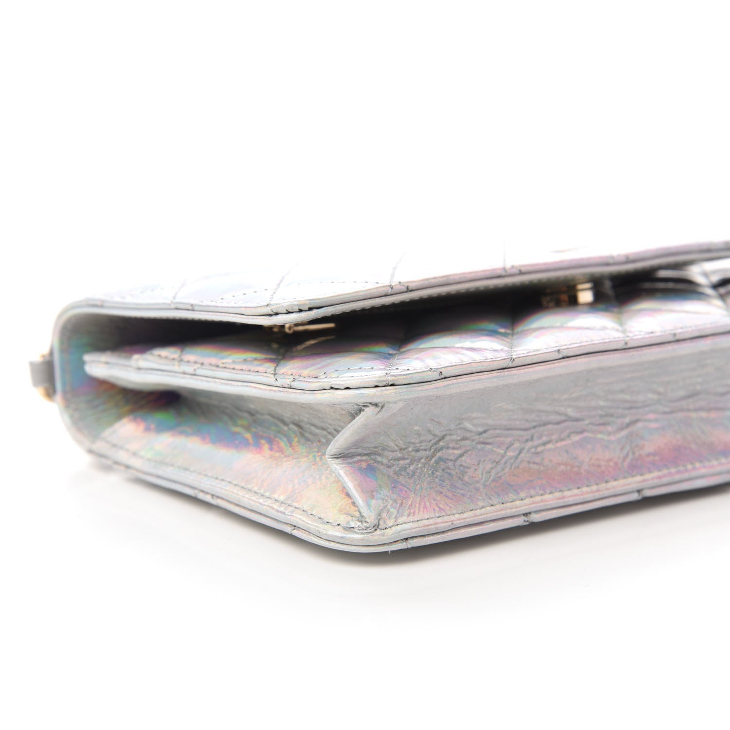 Chanel Iridescent Goatskin Quilted Wallet On Chain WOC Silver 6 of 12