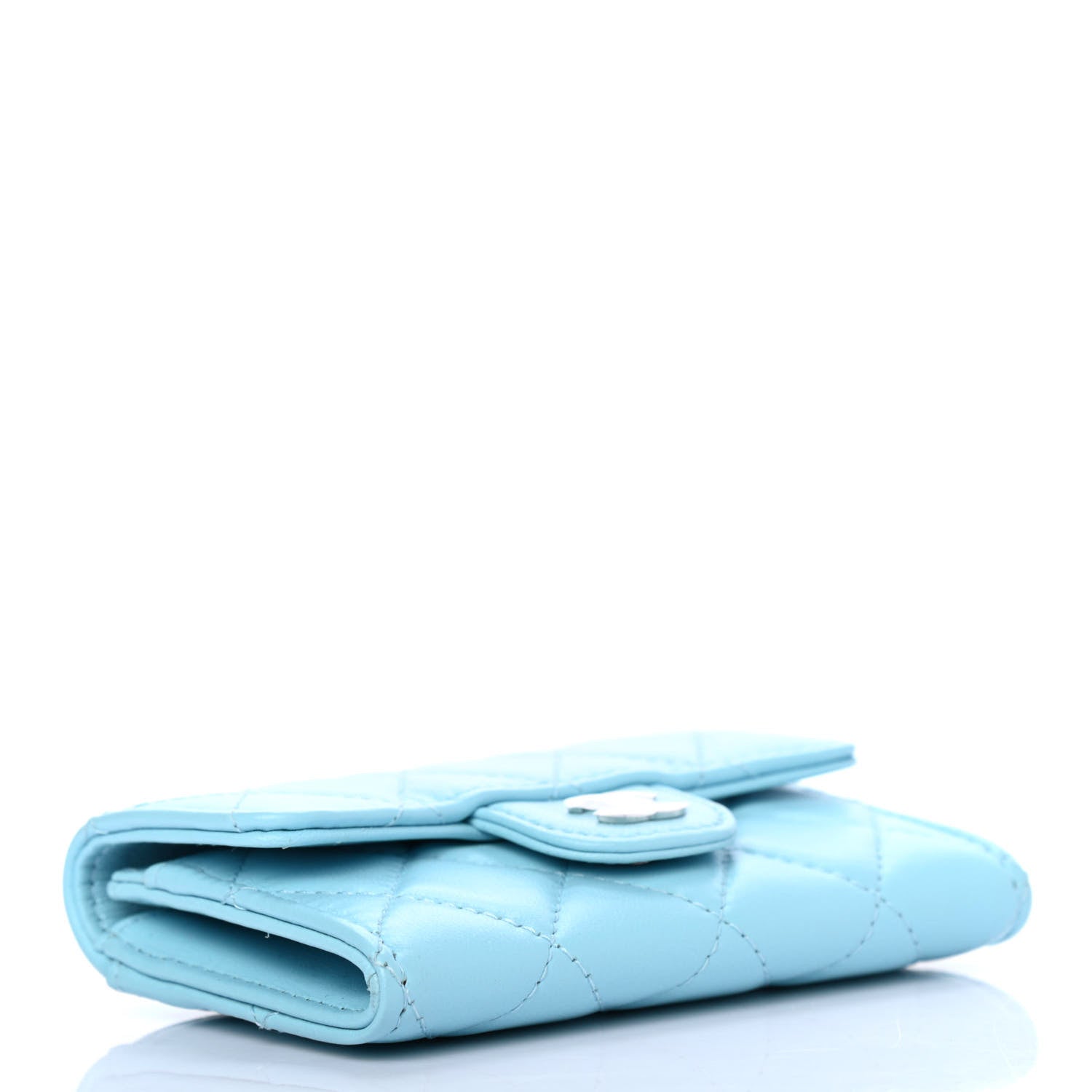 Chanel Lambskin Quilted Flap Card Holder Wallet Light Blue 3 of 4