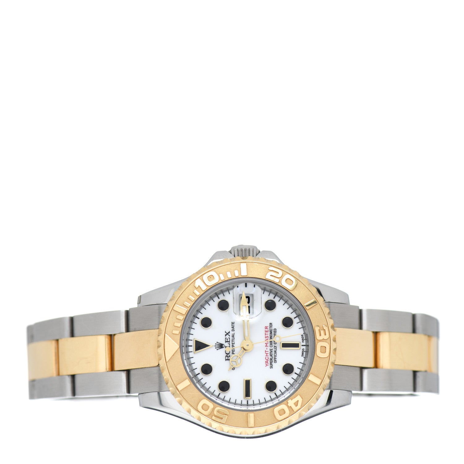 Rolex Stainless Steel 18K Yellow Gold 29mm Oyster Perpetual Date Yacht-Master Watch White 69623 2 of 4
