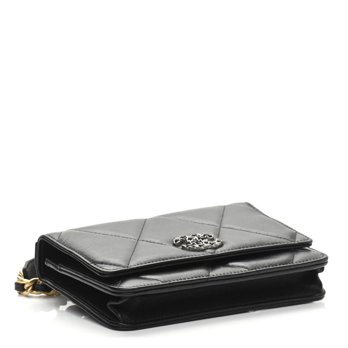 Lambskin Quilted Chanel 19 Wallet On Chain WOC Black
