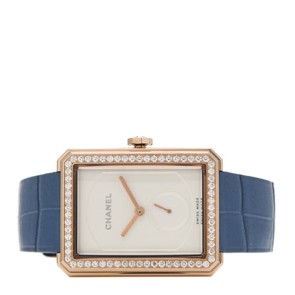 Chanel 18K Beige Gold Alligator Diamond Bezel 29mm Boy-Friend Manual Winding Watch 2 of 6