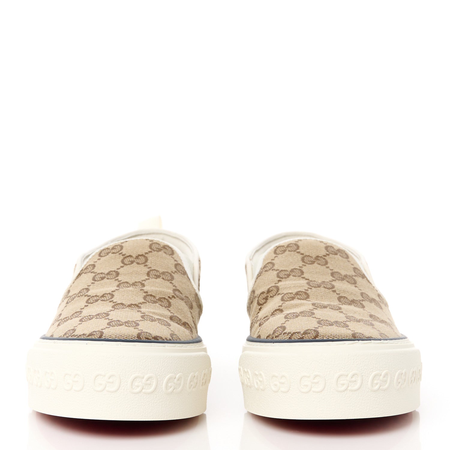 Gucci GG Monogram Womens 1977 Tennis Slip On 30mm Sneakers 37.5 Beige Ebony Mystic White 2 of 9