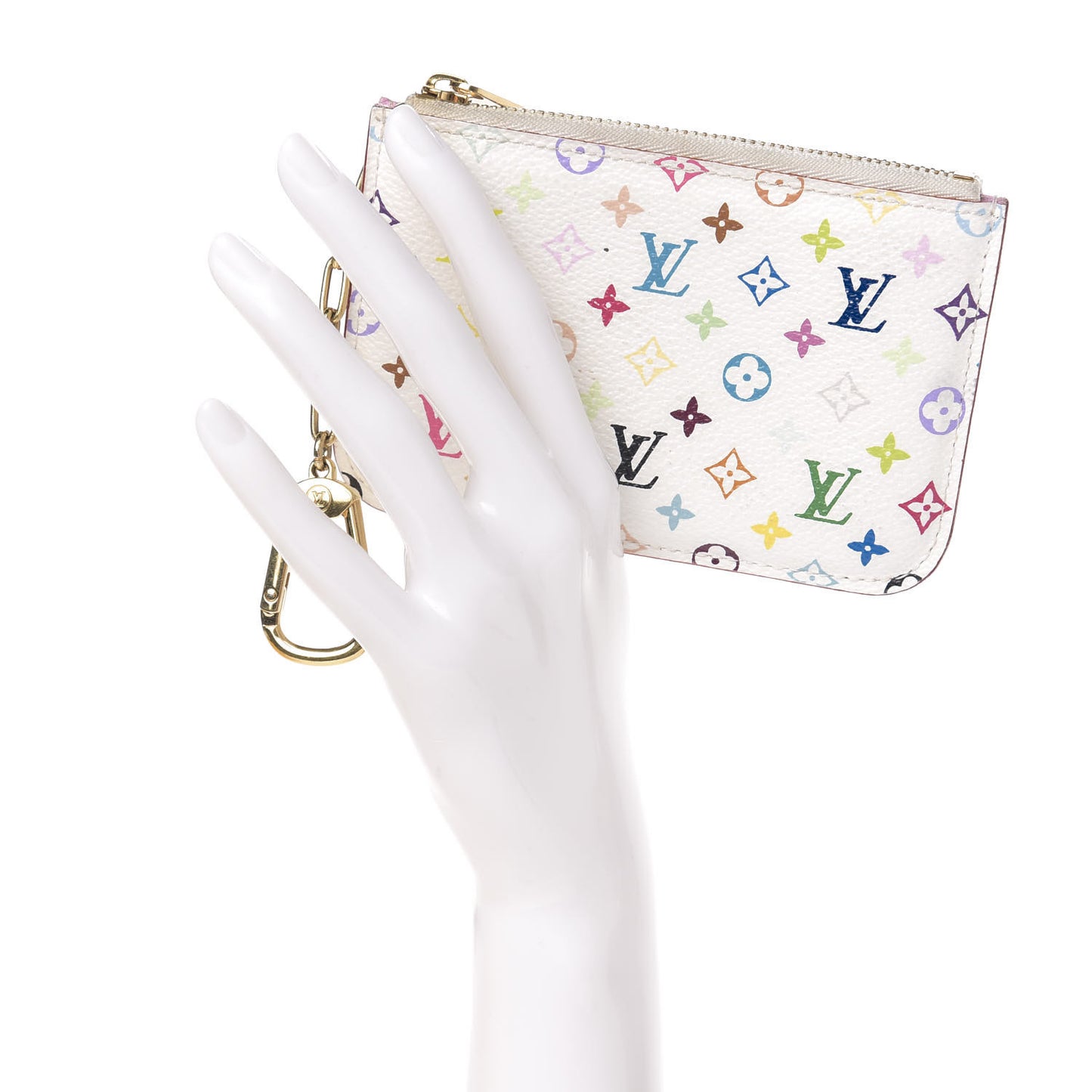 Monogram Multicolor Key Pouch White Litchi