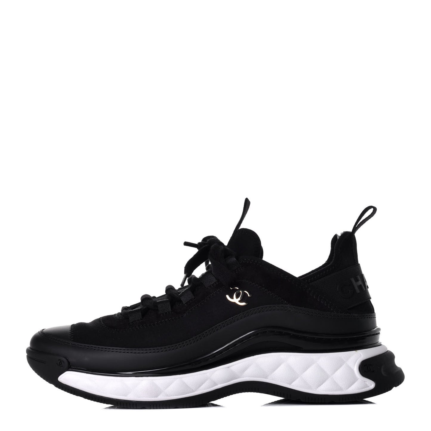 Velvet Calfskin Mixed Fibers CC Sneakers 40 Black