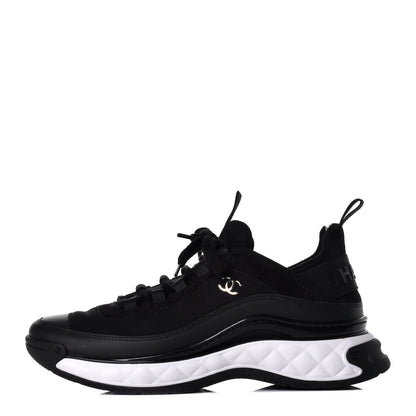 Chanel Velvet Calfskin Mixed Fibers CC Sneakers 40 Black 1 of 9