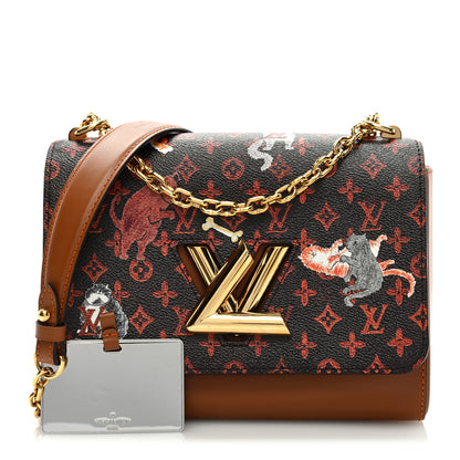 Louis Vuitton Calfskin Catogram Twist Shoulder Bag MM Marron 1 of 9