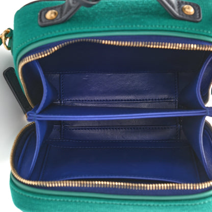 Chanel Jersey Quilted Small CC Filigree Vanity Case Blue Green 5 of 10