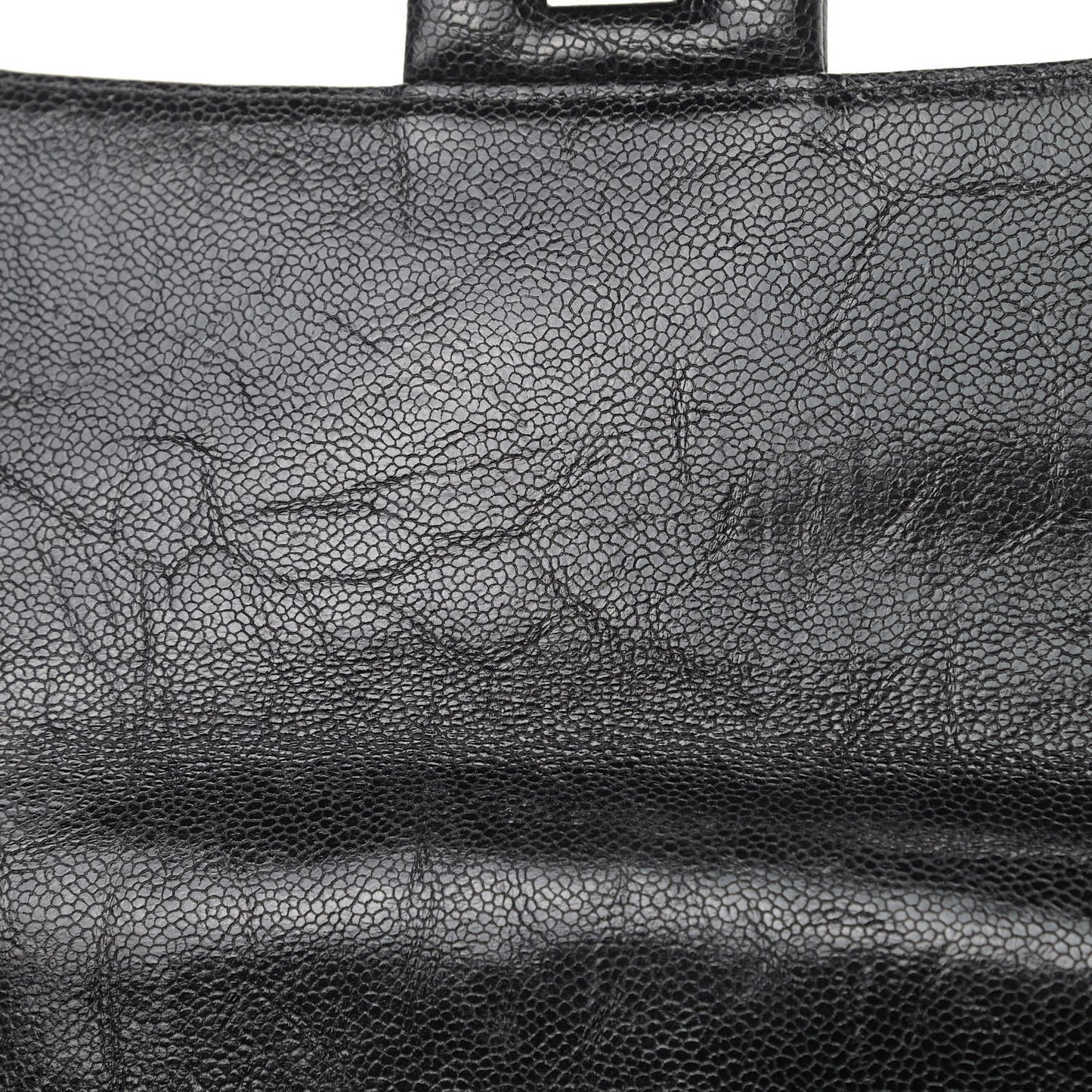 Crumpled Grained Calfskin Medium CC Crave Flap Black