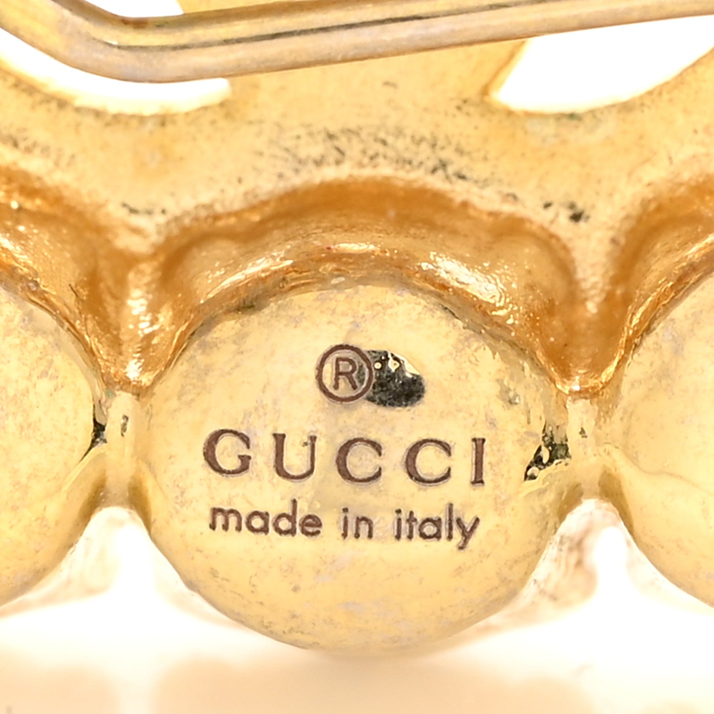 Metal Pearl Double G Brooch Aged Gold