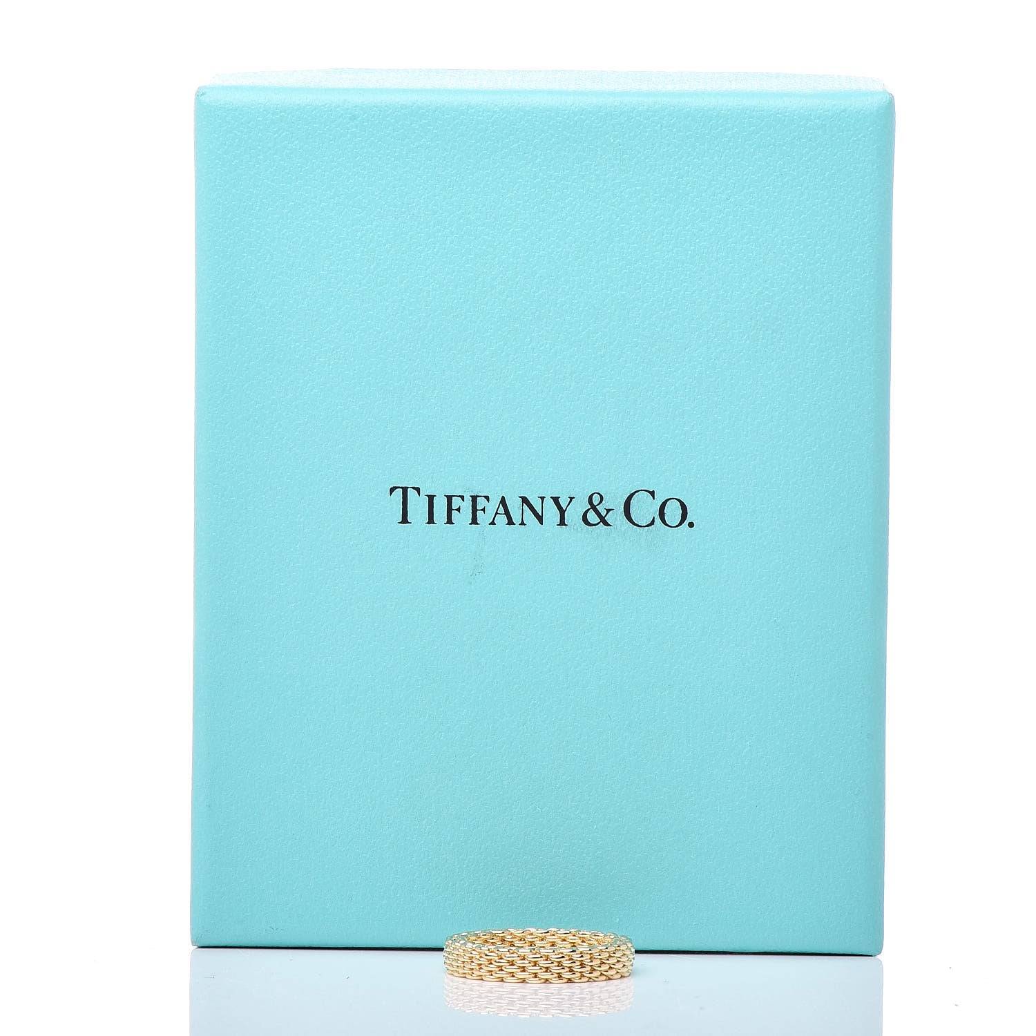 Tiffany 18K Yellow Gold Narrow Somerset Mesh Ring 49 4.75 5 of 5