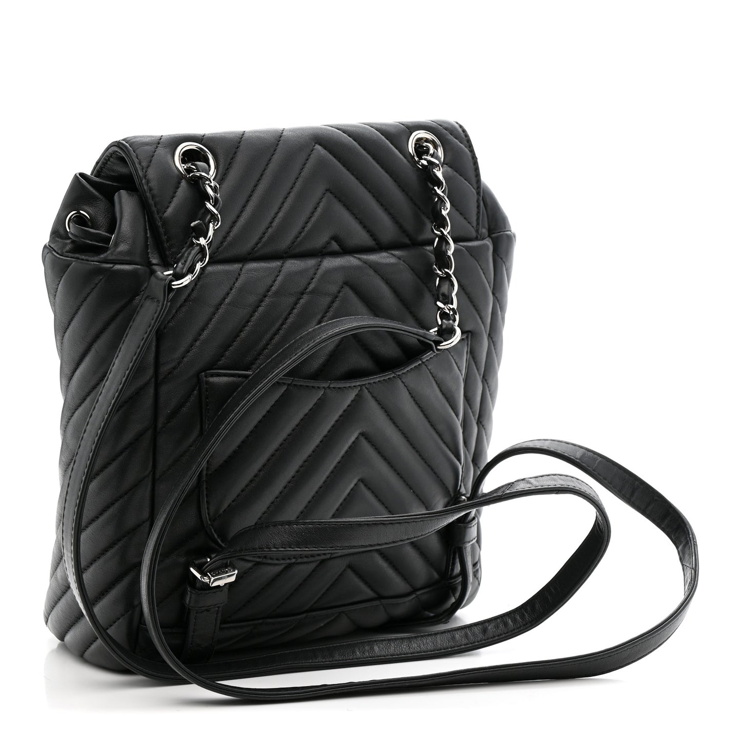 CHANEL Calfskin Chevron Quilted Small Urban Spirit Backpack Black Black