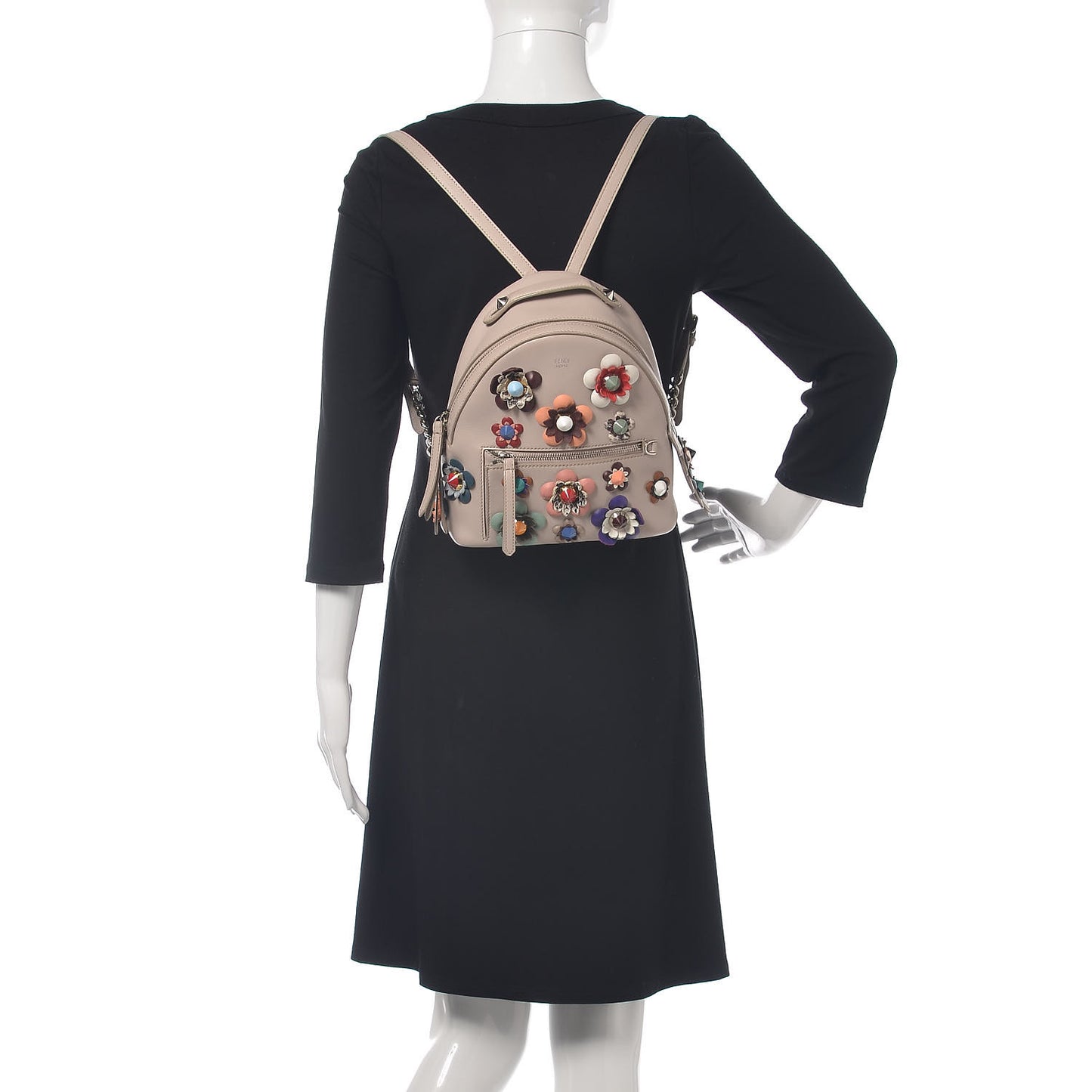 Vitello Dolce Flowerland Studded Mini Backpack Grigio Polvere Multicolor