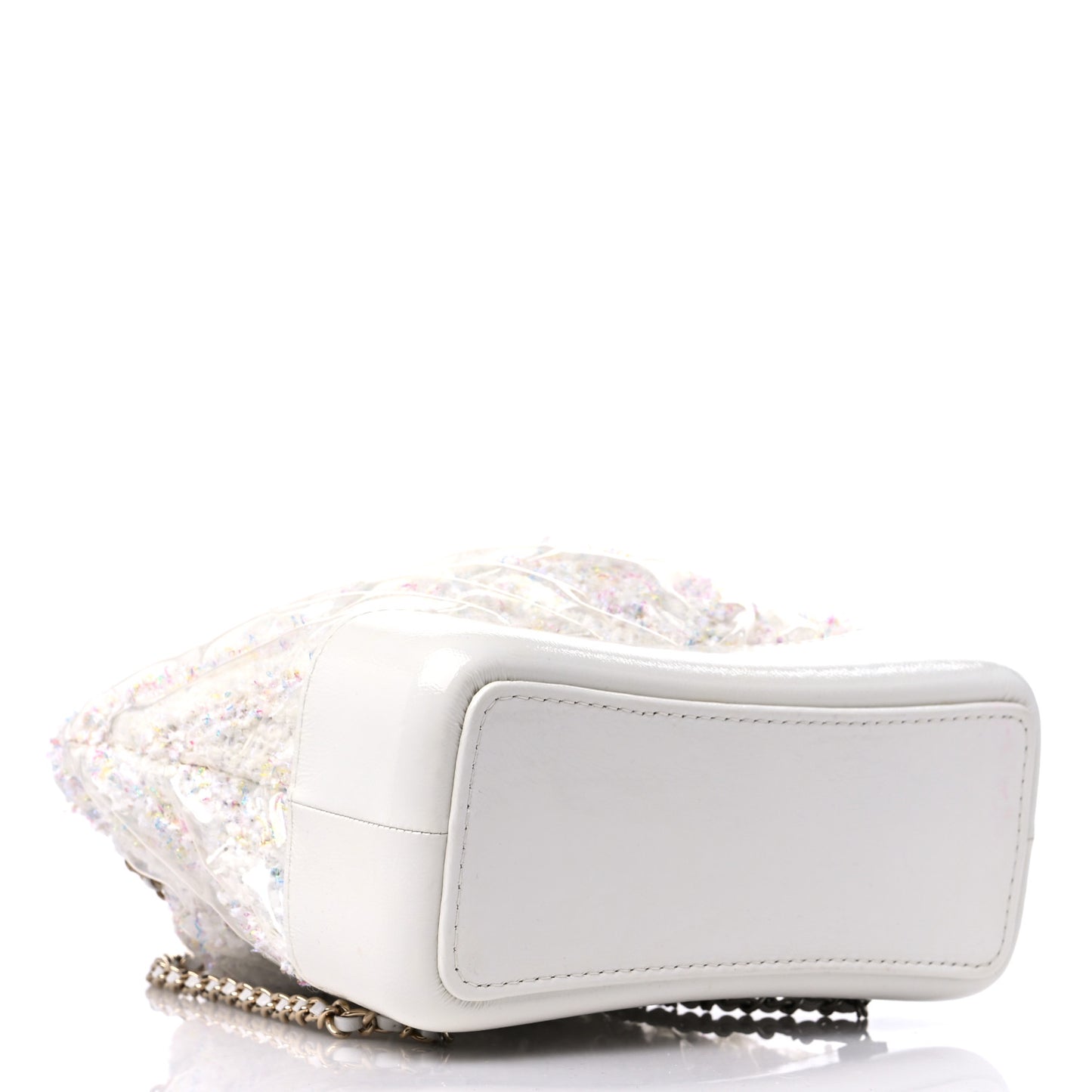 Tweed PVC Quilted Small Gabrielle Backpack White