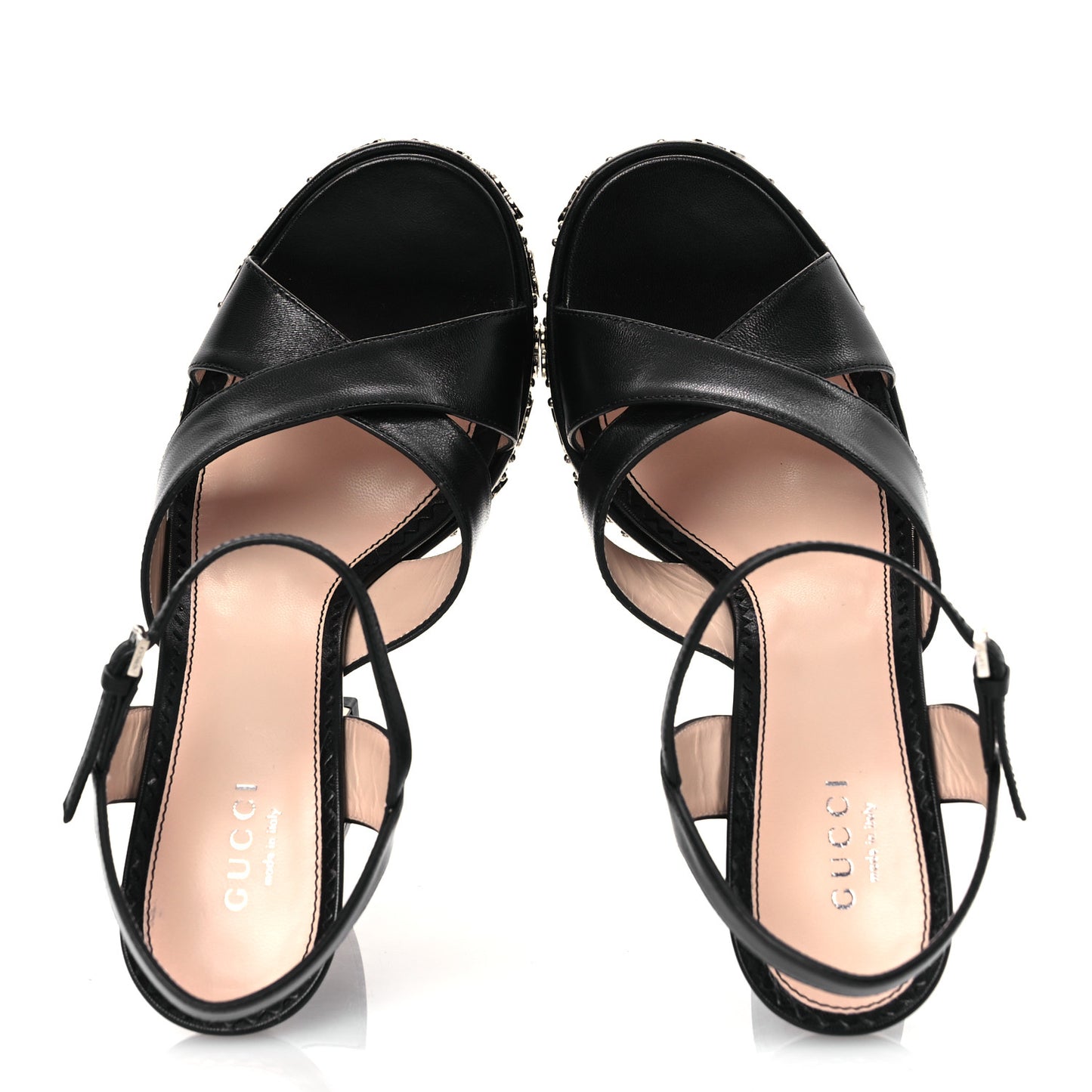 Malaga Kid Interlocking G Studs 155mm Platform Sandals 36 Perfect Black