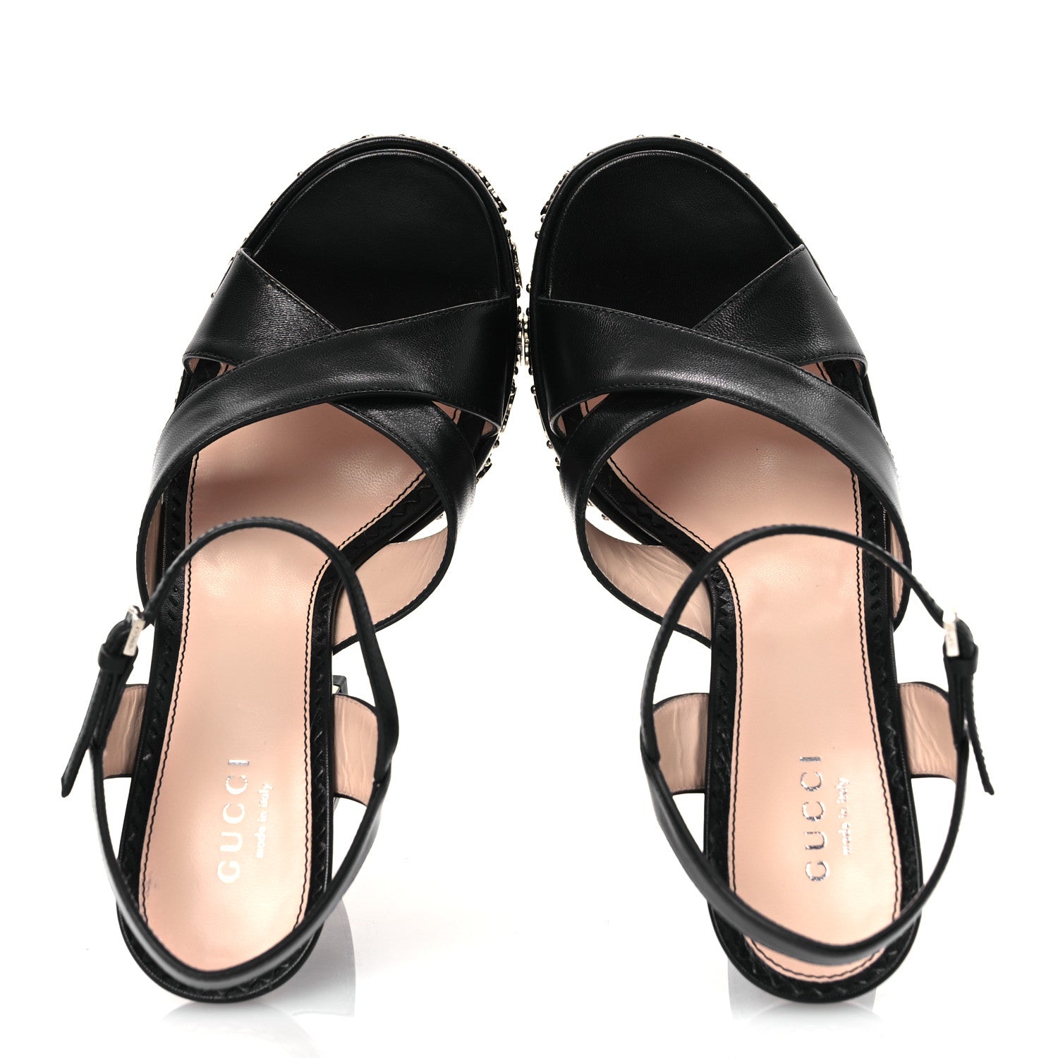 Gucci Malaga Kid Interlocking G Studs 155mm Platform Sandals 36 Perfect Black 2 of 10