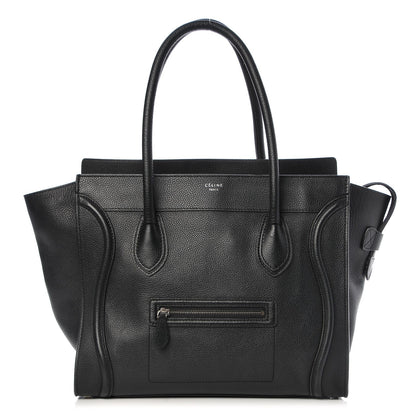 Celine Drummed Calfskin Shoulder Luggage Black 1 of 9