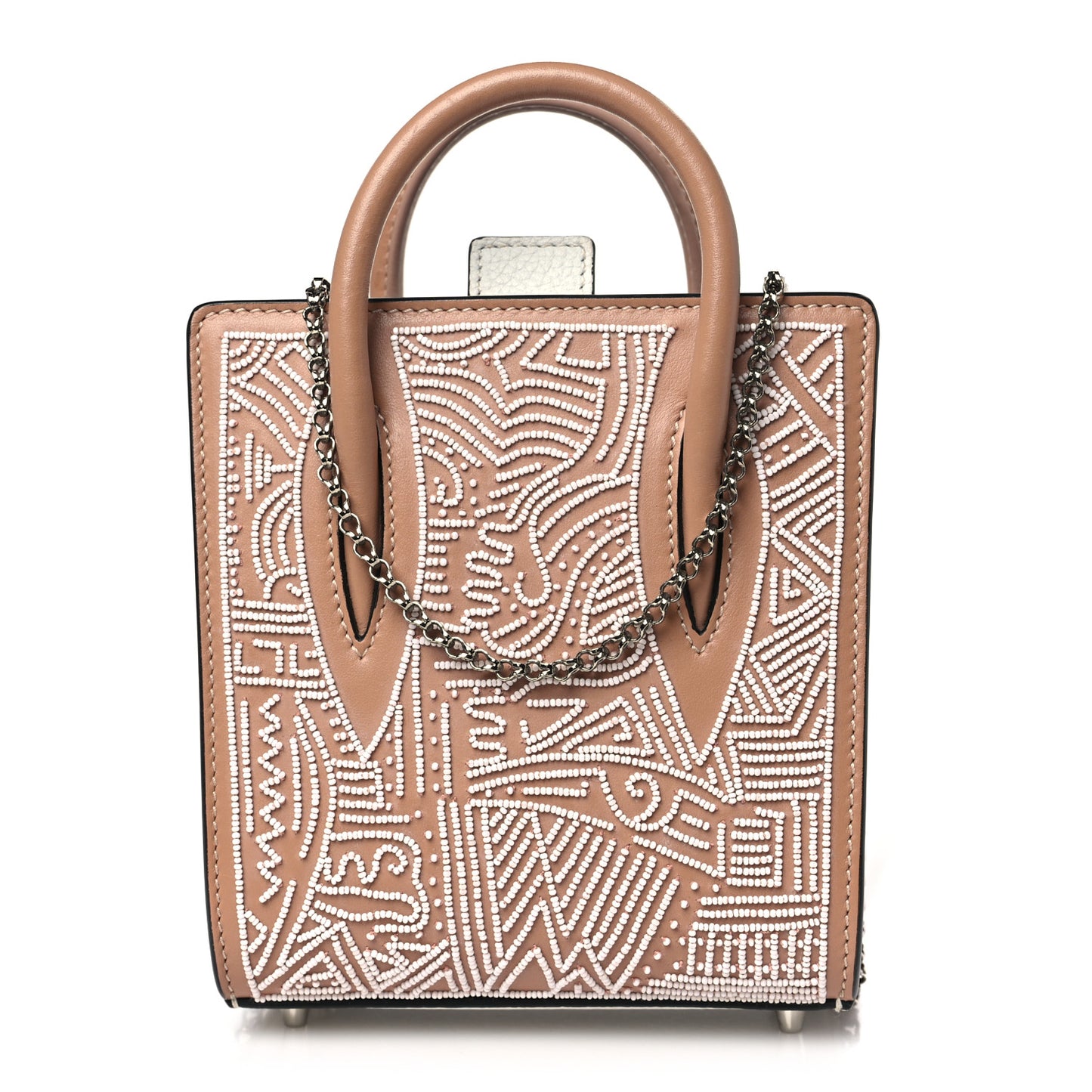 Calfskin Beaded Africamana Nano Paloma Nude