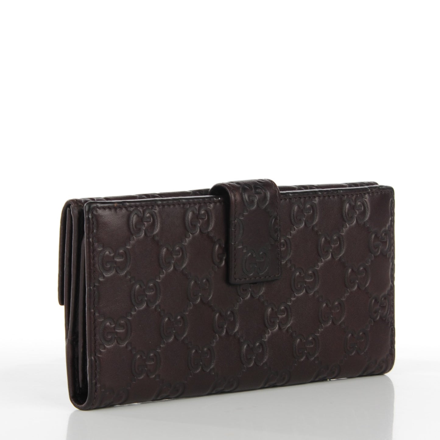 Guccissima Margaux Calfskin Metal Bar Continental Flap Wallet Chocolate