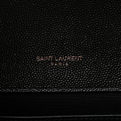 Saint Laurent Grain De Poudre Textured Mixed Matelasse Triquilt Medium Monogram Satchel Black 7 of 11