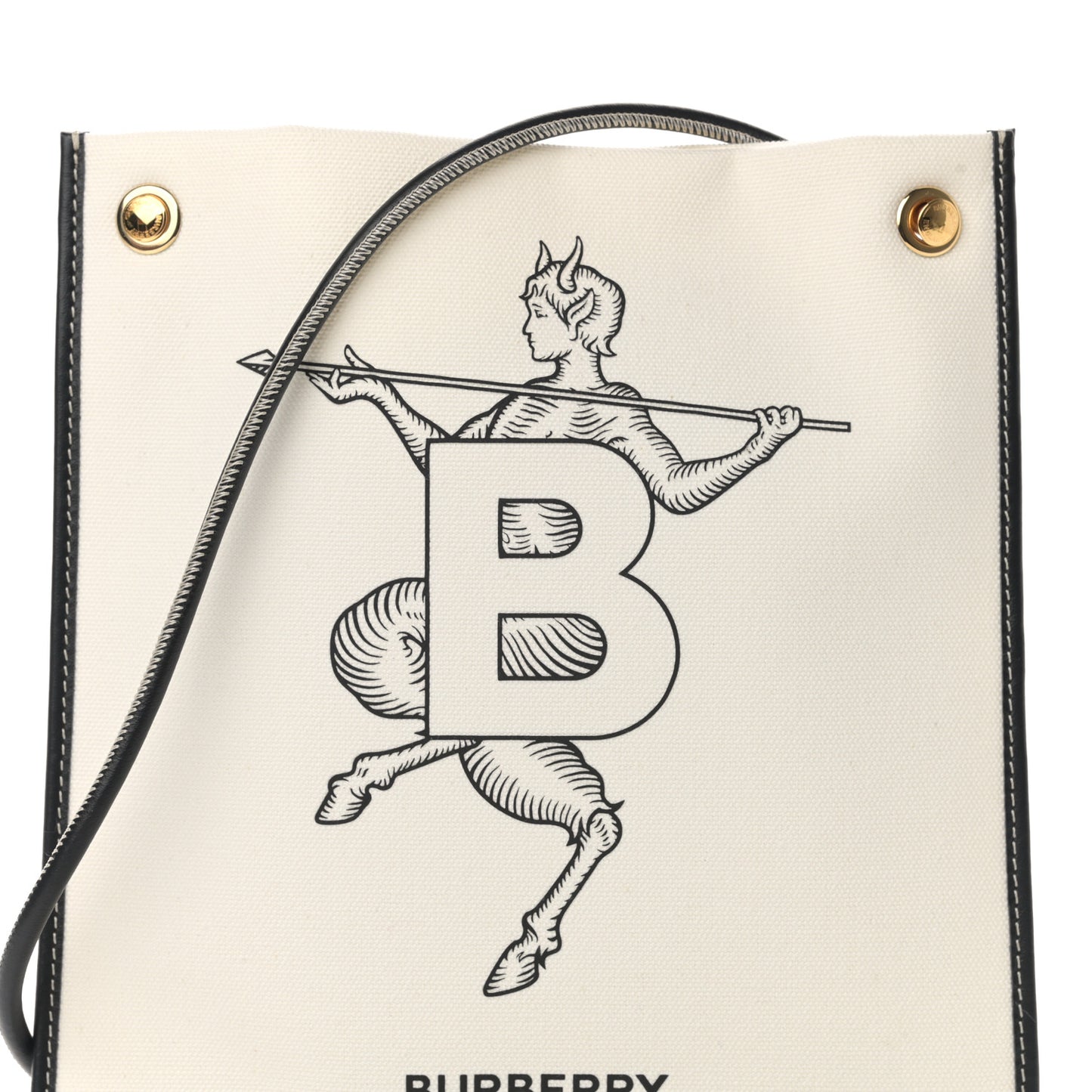 Canvas Mythical Alphabet "B" Faun Print Flat Bag White