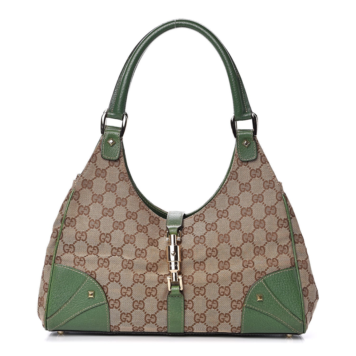 Gucci Monogram Calfskin Large Bardot Tote Green 1 of 12