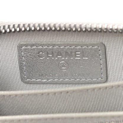 Chanel Metallic Lambskin Chevron Quilted Zip Coin Purse Silver 6 of 8