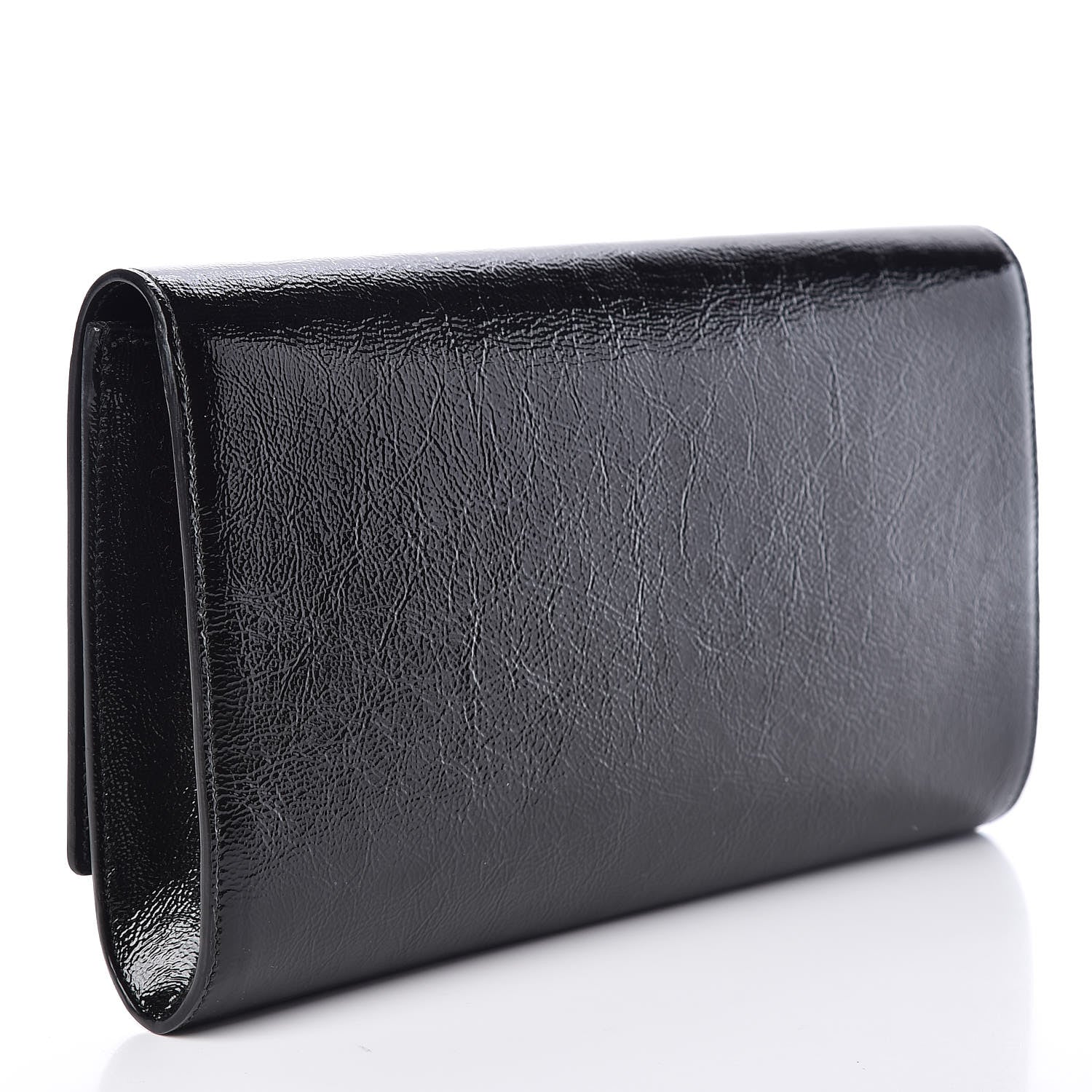 Saint Laurent Textured Patent Monogram Large Belle De Jour Clutch Black 3 of 10