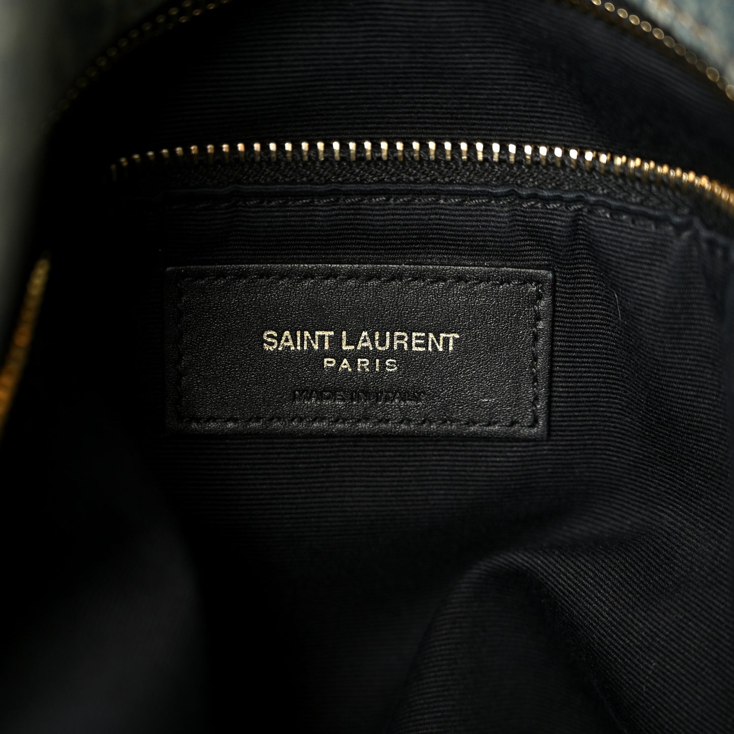 Denim Quilted Medium Loulou Puffer Monogram Chain Satchel Black Blue