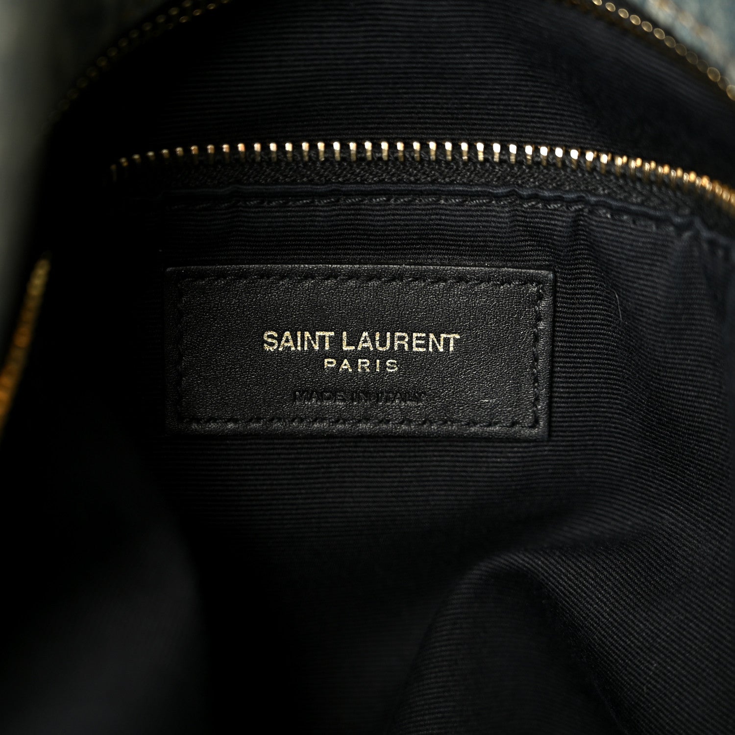Saint Laurent Denim Quilted Medium Loulou Puffer Monogram Chain Satchel Black Blue 6 of 10