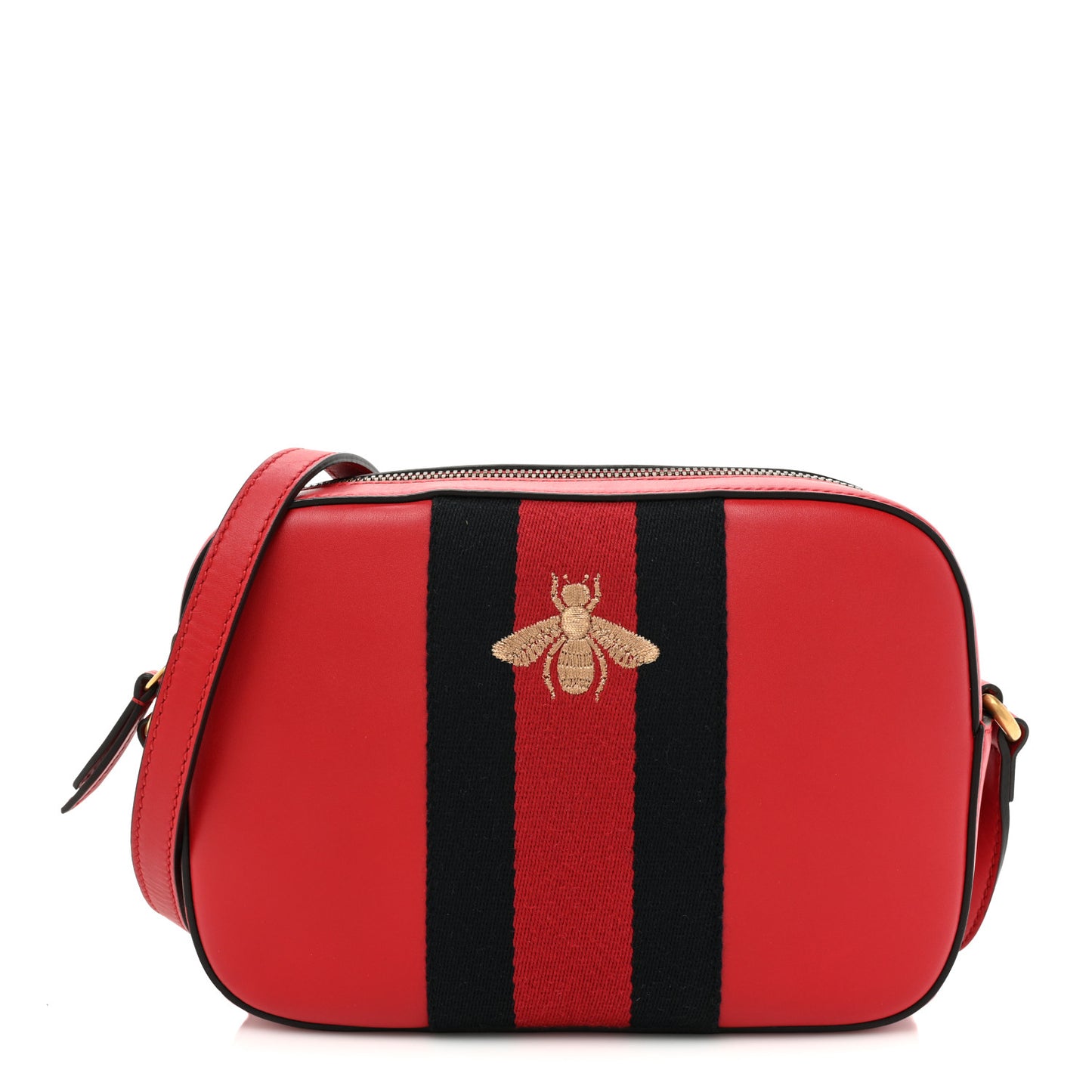 Calfskin Web Small Webby Bee Shoulder Bag Red