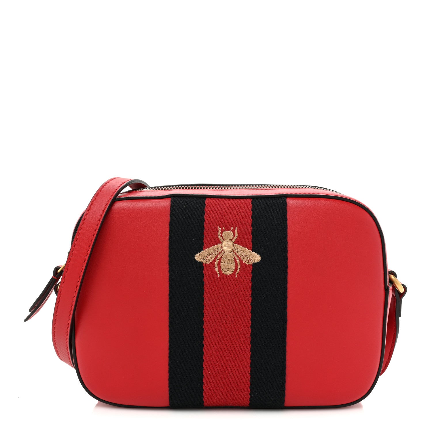 Gucci Calfskin Web Small Webby Bee Shoulder Bag Red 1 of 13