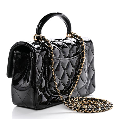 Chanel Patent Quilted Mini Top Handle Rectangular Flap Black 3 of 11