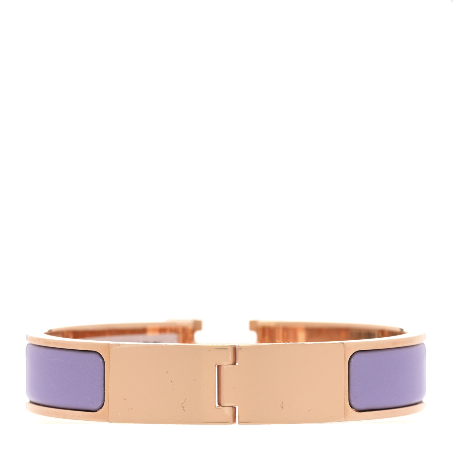 Hermes Enamel Narrow Clic Clac H Bracelet PM Lilas 1848863