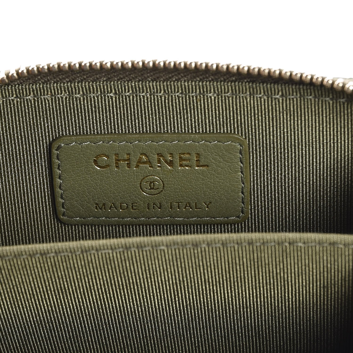 Chanel Calfskin Chevron Quilted Zip Around Coin Purse Green 6 of 8