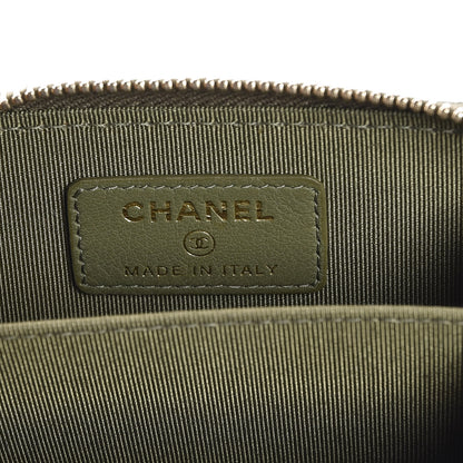 Chanel Calfskin Chevron Quilted Zip Around Coin Purse Green 6 of 8