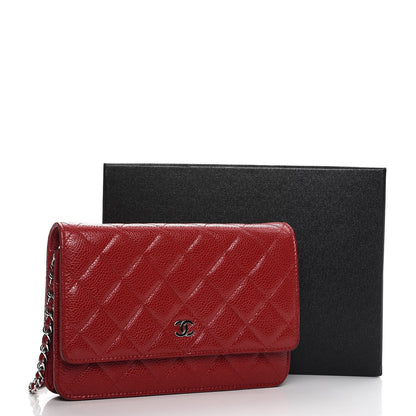 Chanel Caviar Quilted Wallet On Chain WOC Red 12 of 12