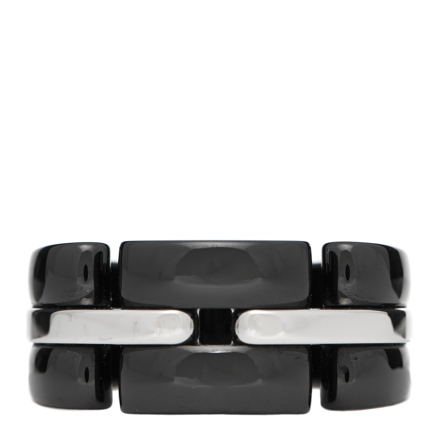 Chanel 18K White Gold Black Ceramic Medium Ultra Ring 51 5.75 1 of 5