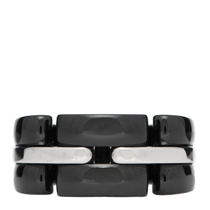 Chanel 18K White Gold Black Ceramic Medium Ultra Ring 51 5.75 1 of 5