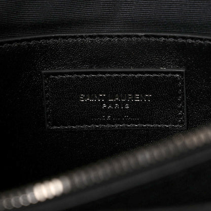 Saint Laurent Calfskin Mixed Matelasse Triquilt Large Monogram Satchel Black 6 of 11