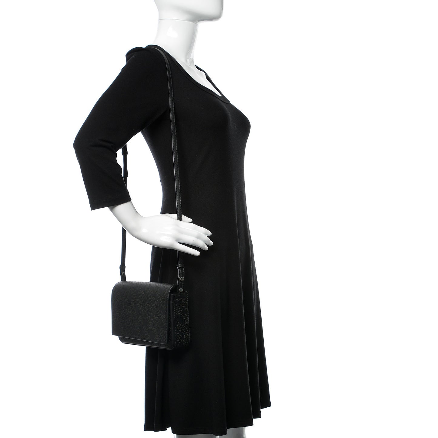 Calfskin Perforated Logo Hampshire Crossbody Black