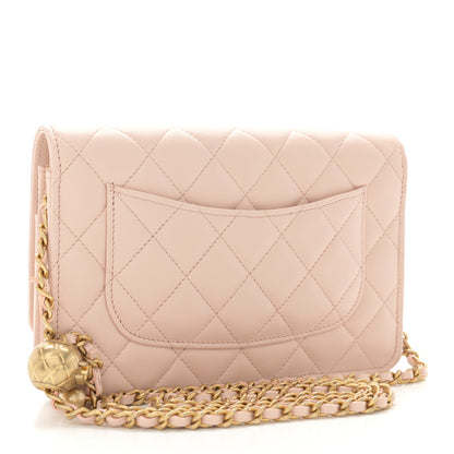 Chanel Lambskin Quilted CC Pearl Crush Wallet on Chain WOC Light Beige 3 of 12