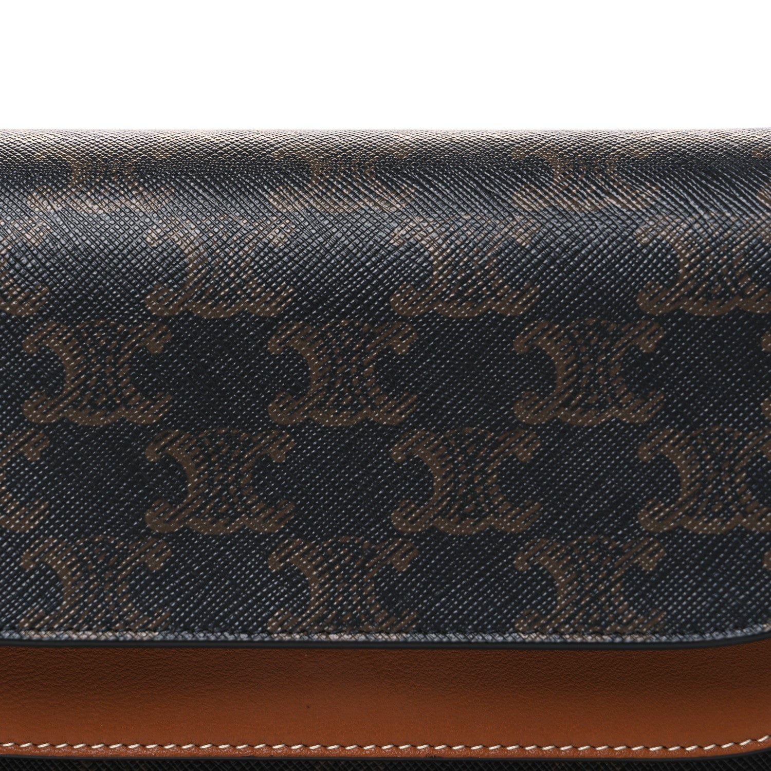 Celine Triomphe Canvas Lambskin Wallet On Strap Tan 9 of 11