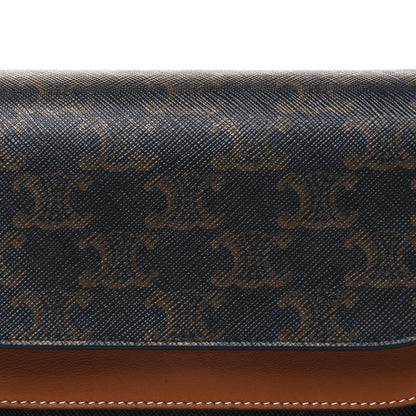 Celine Triomphe Canvas Lambskin Wallet On Strap Tan 9 of 11
