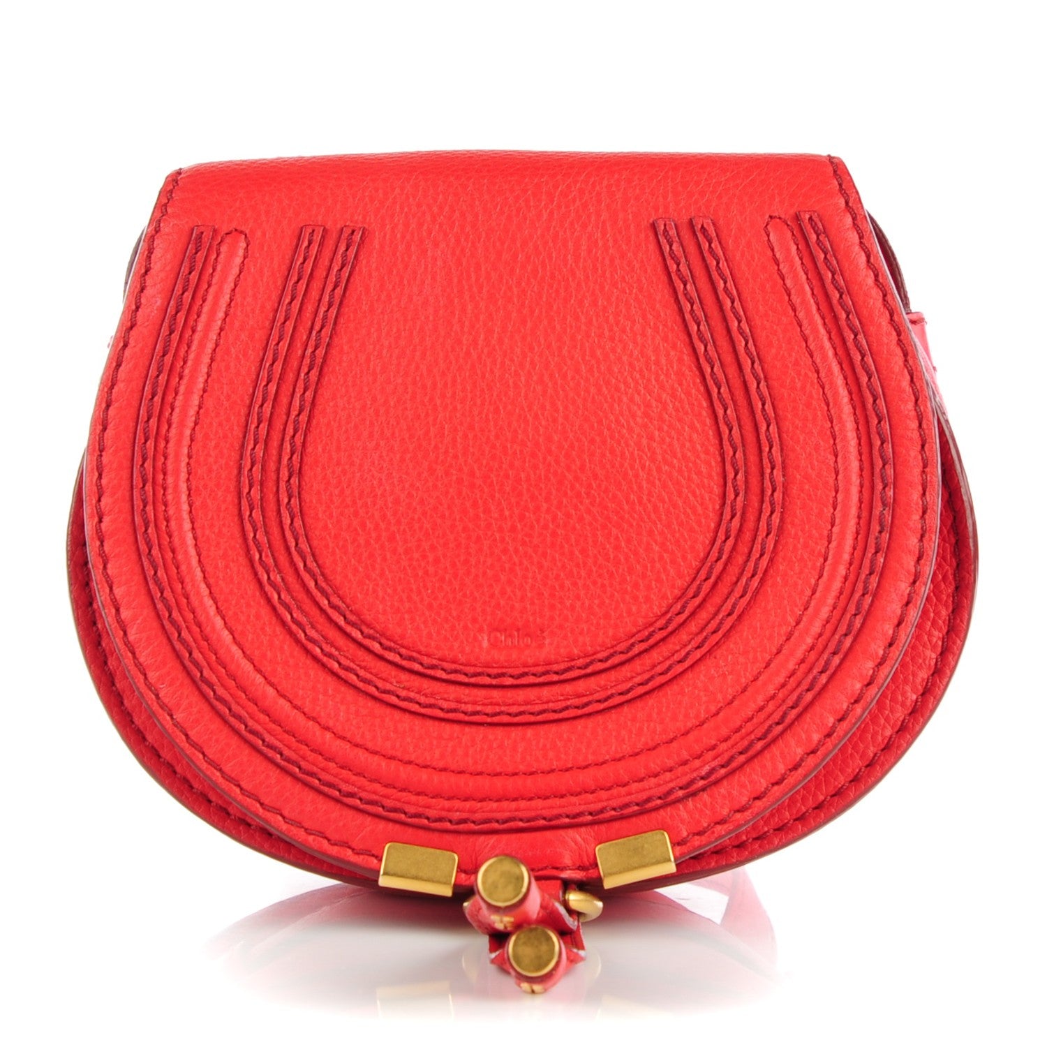Chloe Calfskin Mini Marcie Round Crossbody Bag Red 1 of 9