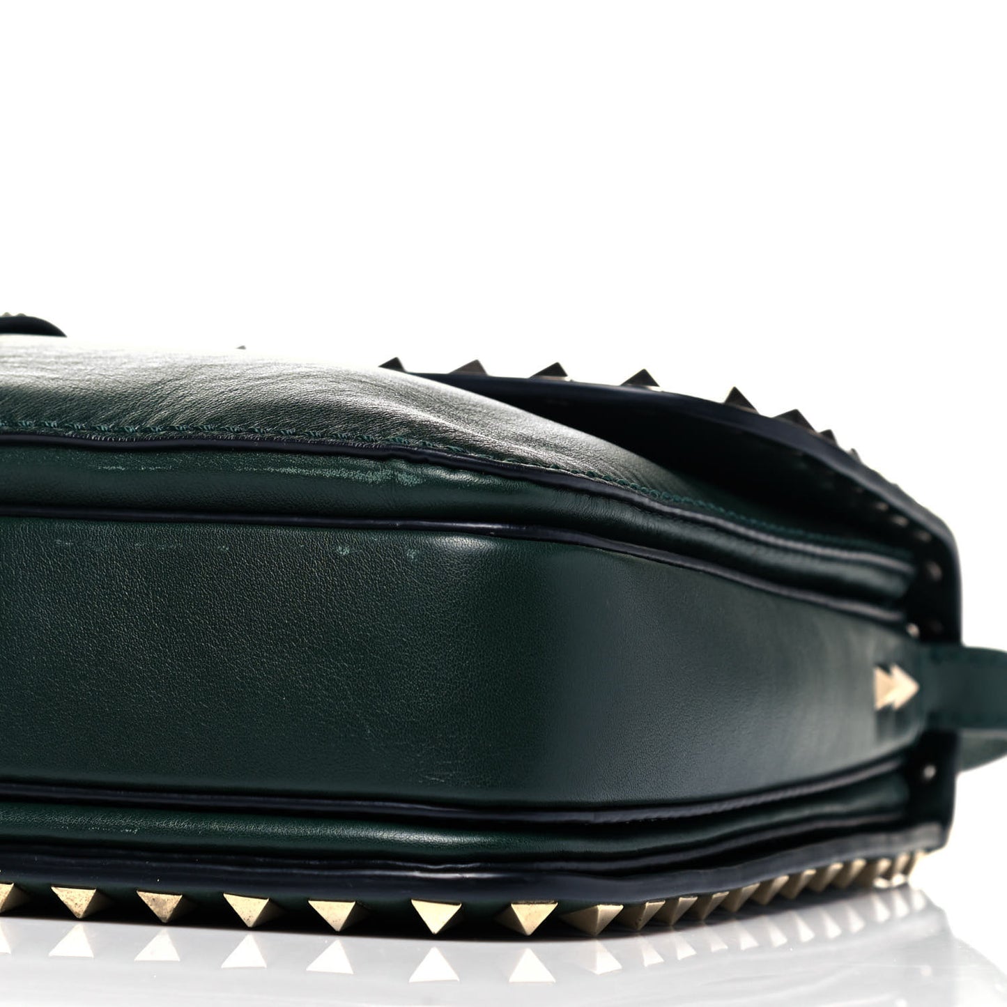 Vitello Rockstud Shoulder Flap Bag Green