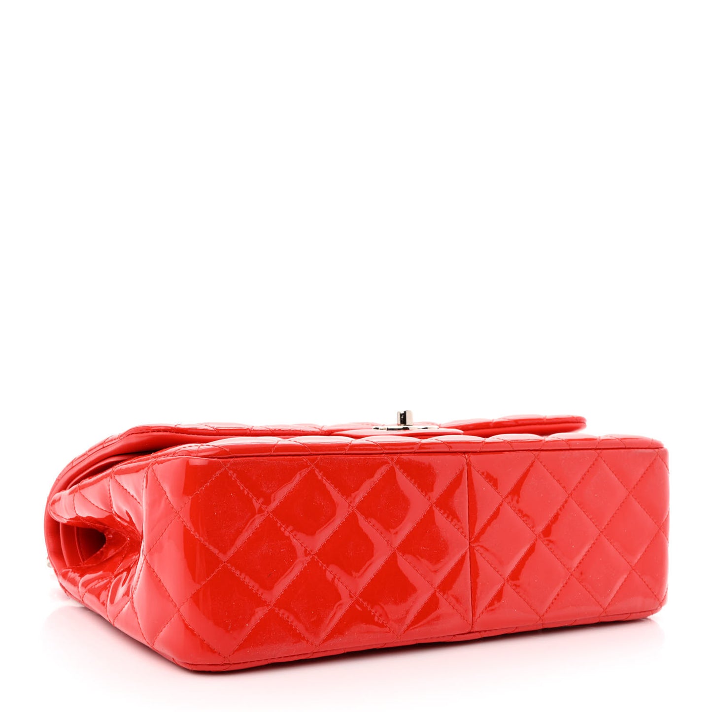 Patent Calfskin Quilted Jumbo Double Flap Red