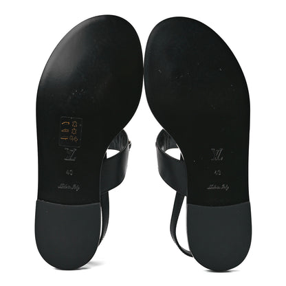 Louis Vuitton Glazed Calfskin Orsay Flat Sandals 40 Black 4 of 8