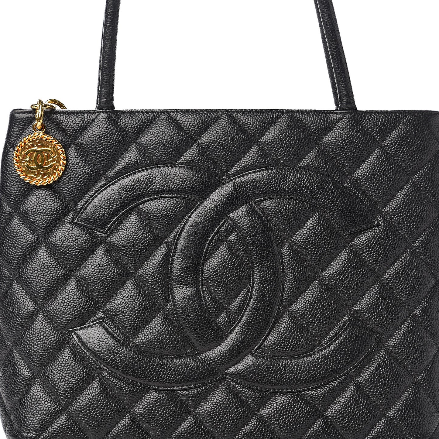 Caviar Quilted Medallion Tote Black